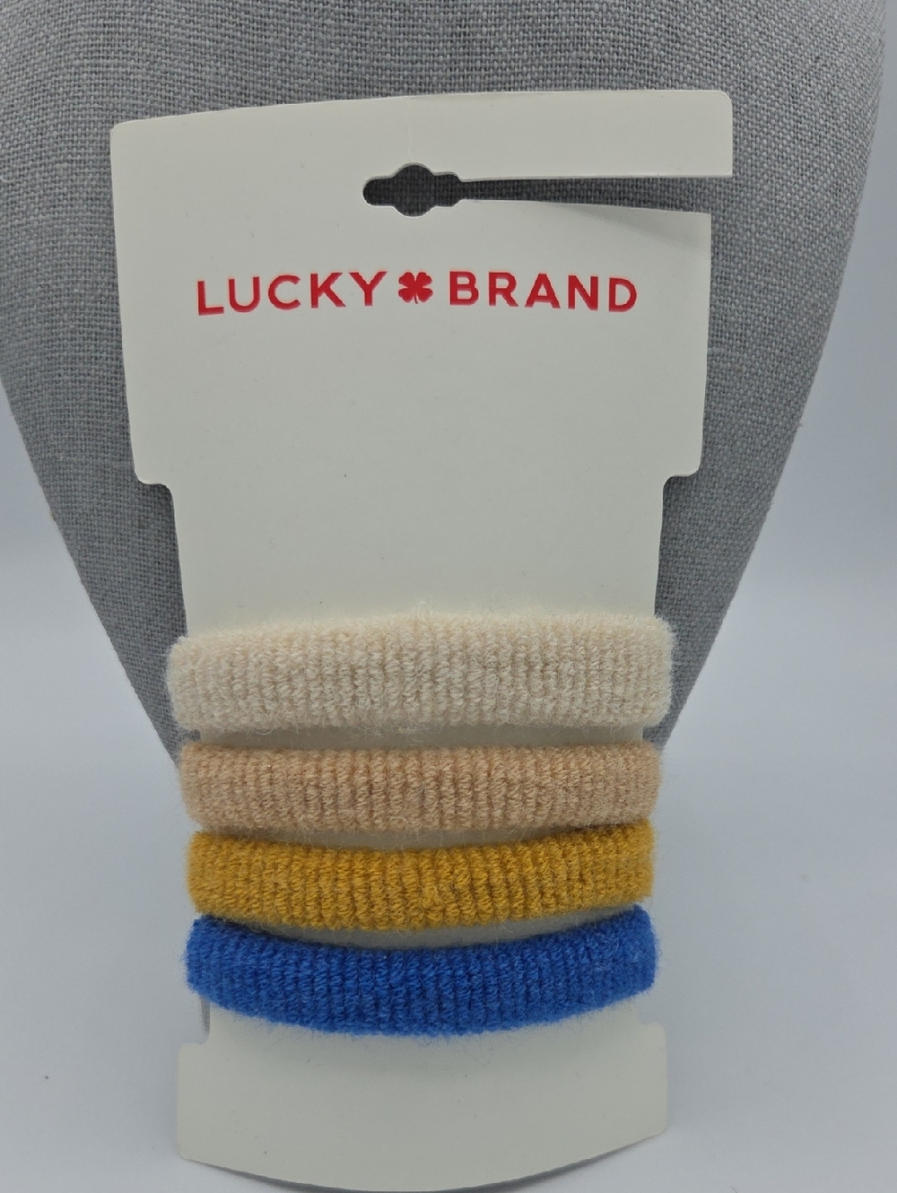 5 for $25! Lucky Brand Terry Hair Tie Set - Cream, Tan, Mustard & Blue